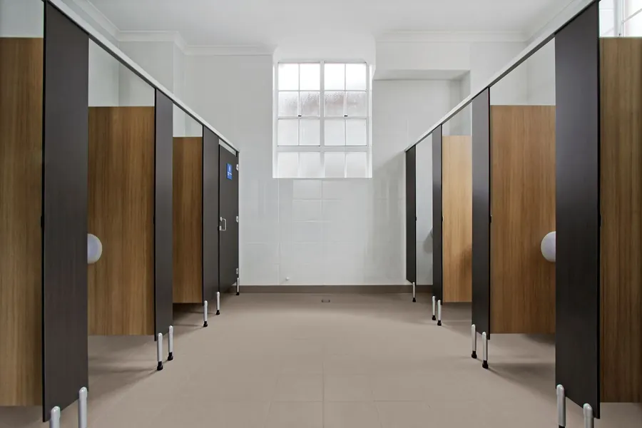 Refurbished bathroom cubicles at a TAFE NSW campus