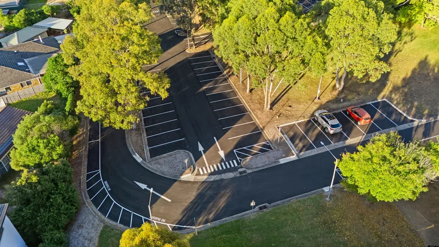 Aerial view of a completed campus carpark